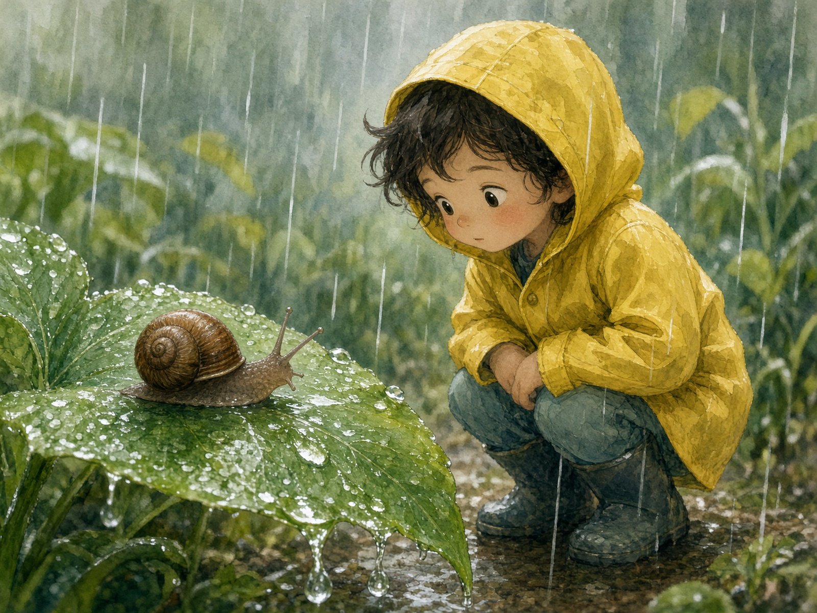 Die Schnecke im Regen