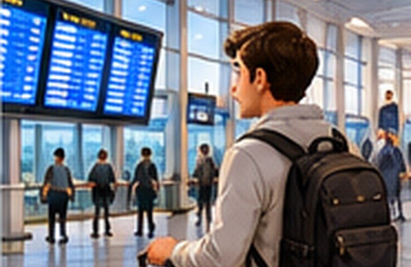 Vierzig Minuten am Gate – Deutsch lernen mit Geschichte, German story Alltag · A2/B1